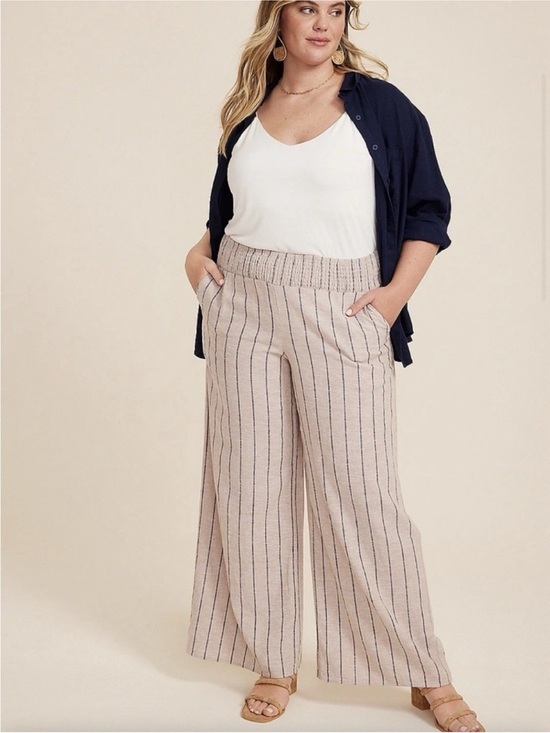 Maurices Pants - Maurices Striped High Rise Linen Palazzo Pant XL NWT